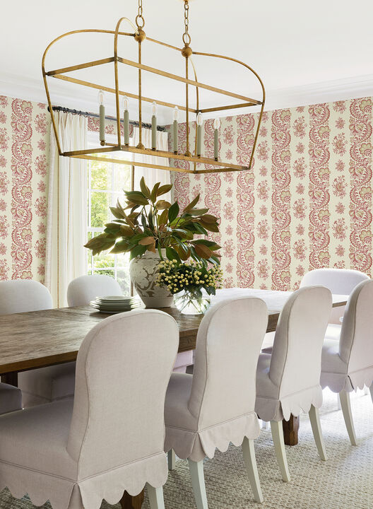Beaumont Ruby Floral Stripe Wallpaper