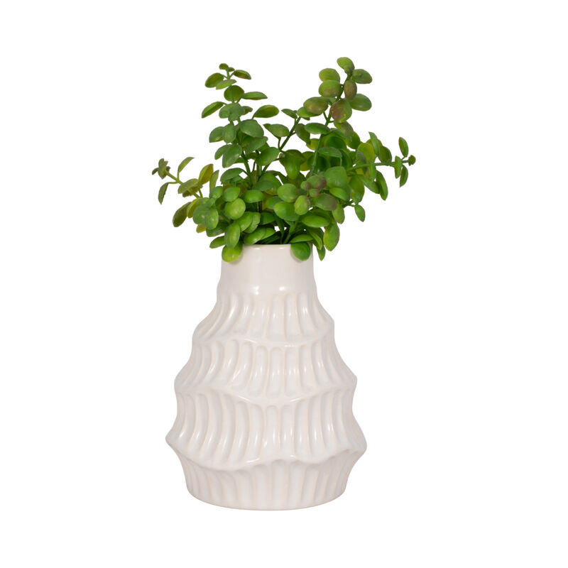 Cer, 6" Wavy Vase, White image number 1