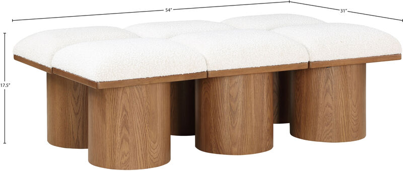 Meridian Furniture Pavilion Cream Boucle Fabric Bench