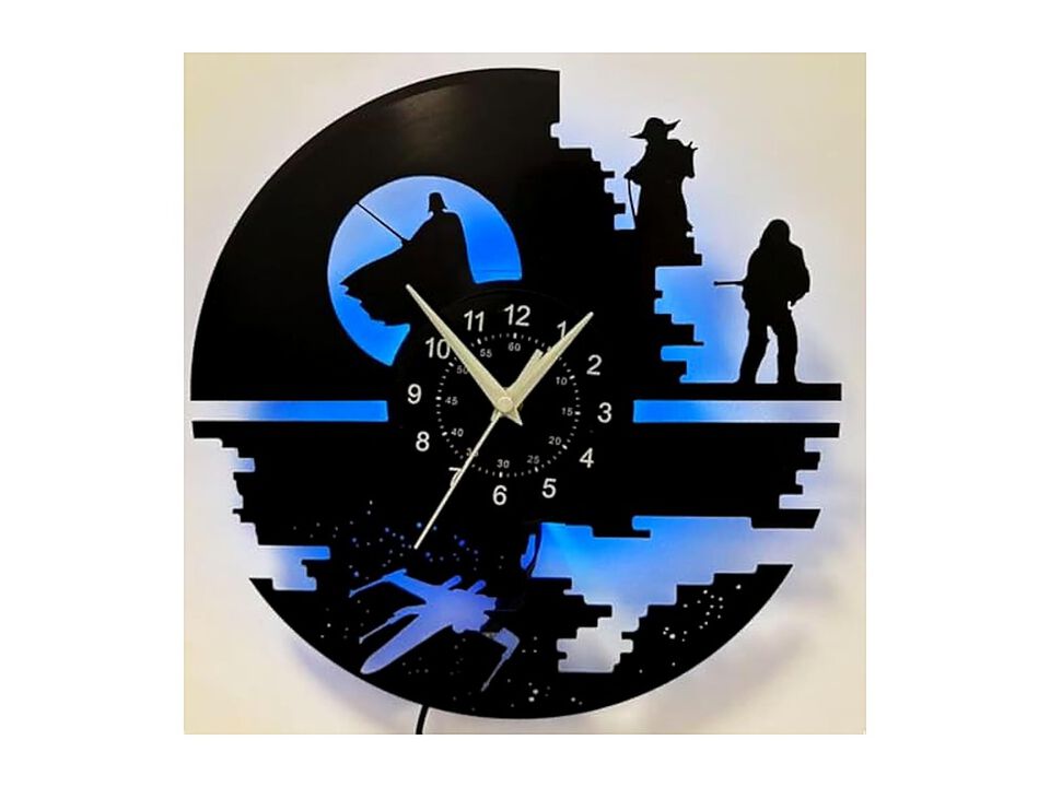 LED Illumination Vintage Vinyl Record Wall Clock Silent Living Room Decor