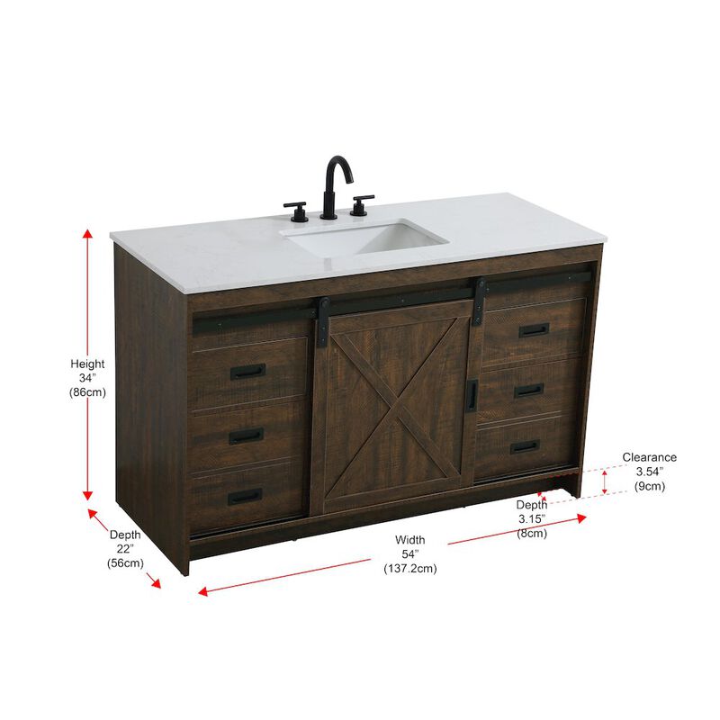 Elegant Kitchen and Bath Austin 54 Inch Single Bathroom Vanity In Expresso
