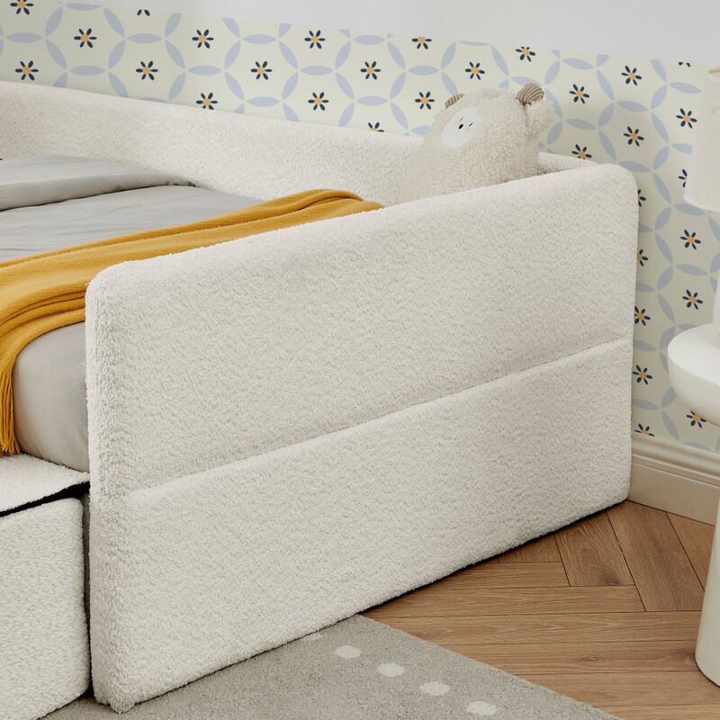Josmok Multi-Functional Boucle Upholstered Toddler Bed image number 6