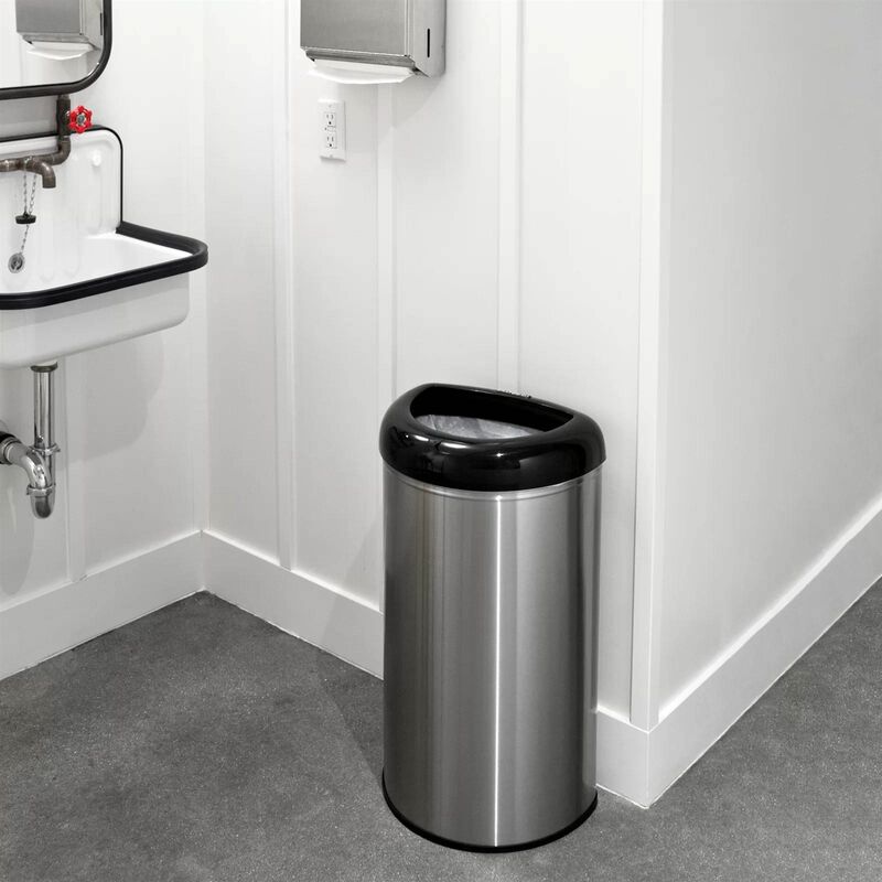 Hivvago Stainless Steel Black Open Top 13-Gallon Kitchen Trash Can with No Lid