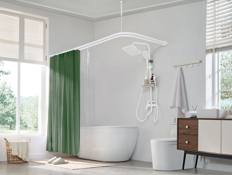Aluminum Double L Shaped Shower Curtain Rod 72" L x 31.7" W image number 7