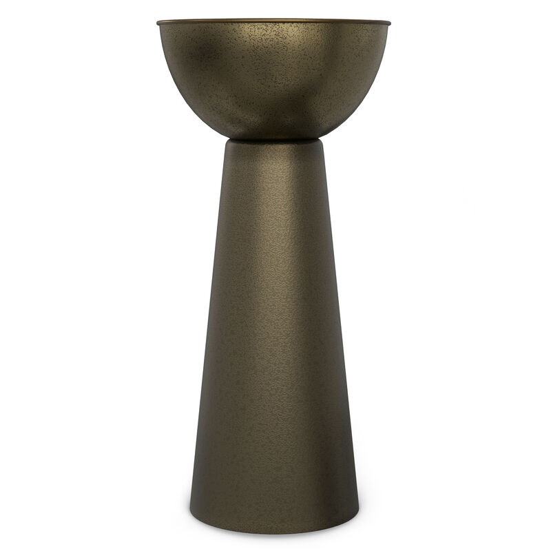 Surrey Contemporary Modern 12 inch Wide Metal Side Table in Antique Gold, Fully Assembled