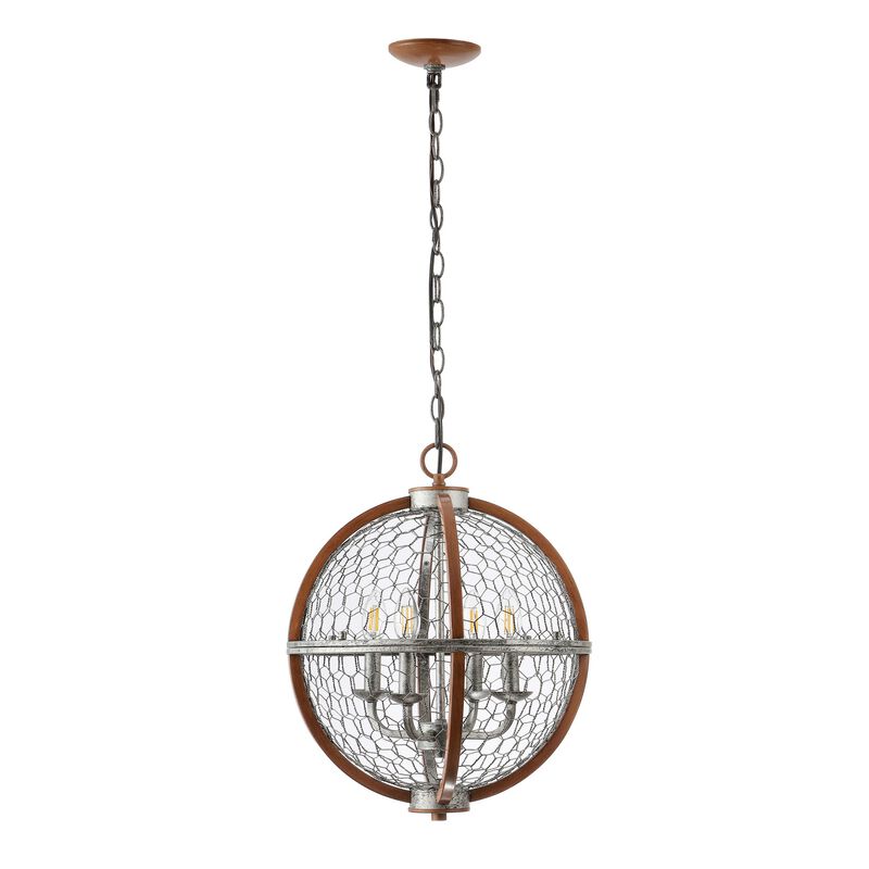 Gaines 4-Light Adjustable Iron Rustic Industrial LED Pendant