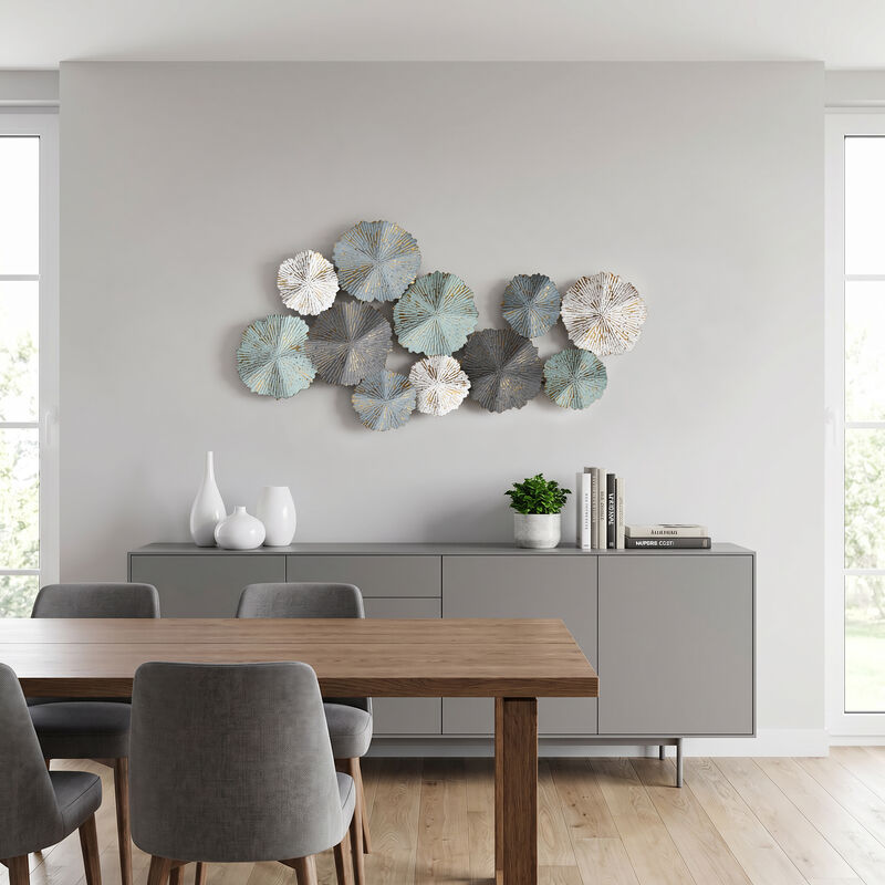 48" Abstract Lotus Metal Floral Wall Art Decor image number 5