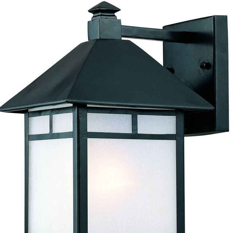 Homezia Black Frosted Glass Lantern Wall Light