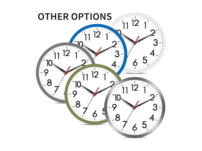 Classic Black Wall Clock 8 Inch Silent Non Ticking Modern Battery Operated image number 2