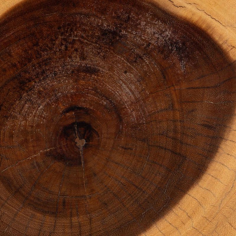 bali & pari Alara Hand-carved Suar Wood Side Table &ndash; Sculptural Pedestal Accent Table with Natural Grain, Modern Boho Style for Living Room or Bedroom