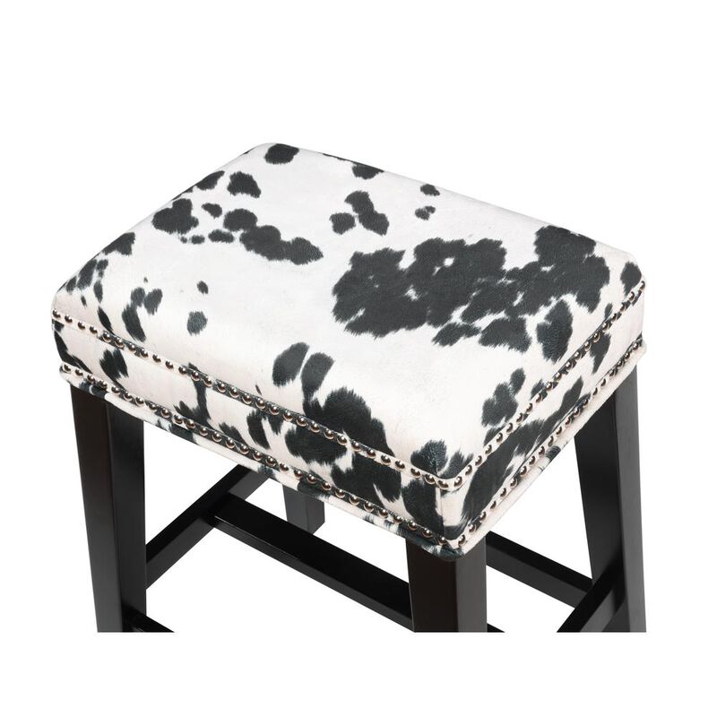 Linon Walt Black Cow Print Counter Stool