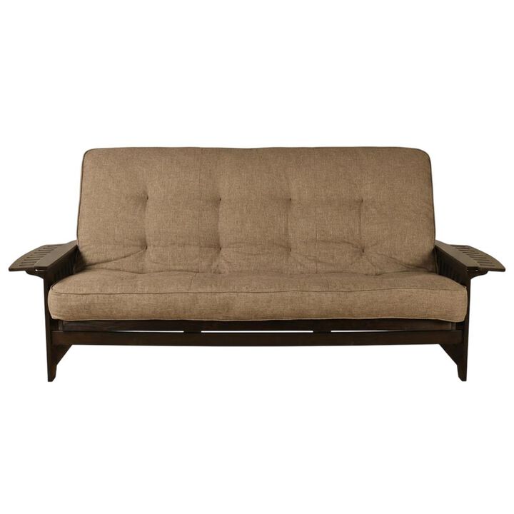 Phoenix Frame Queen-Espresso Finish-Linen Stone Mattress