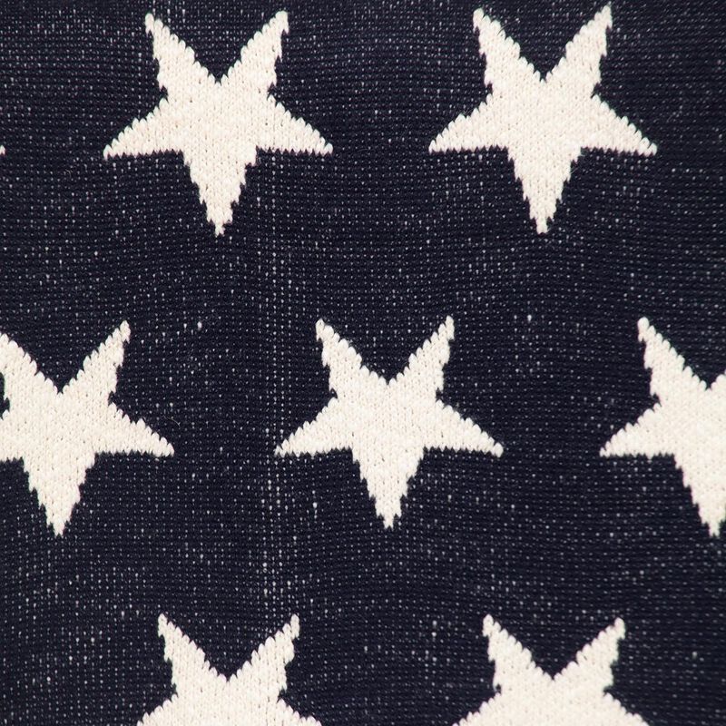 HomeRoots Navy Blue And White Stars Knitted Baby Blanket image number 5