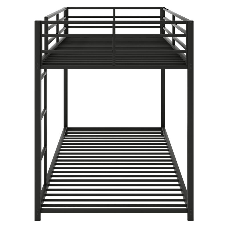 Whisen Twin over Twin Metal Bunk Bed, Low Bunk Bed with Ladder