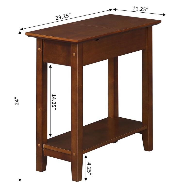 Convience Concept, Inc. American Heritage Flip Top End Table with Charging Station and Shelf