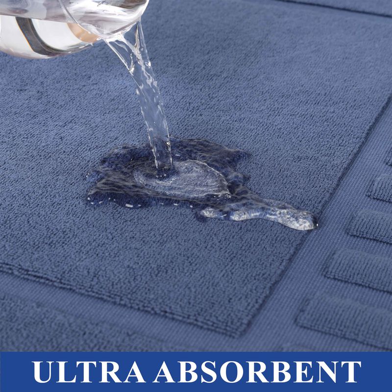 Modern Absorbent Cotton Bath Mat Set of 2 with Washable Fabric image number 2