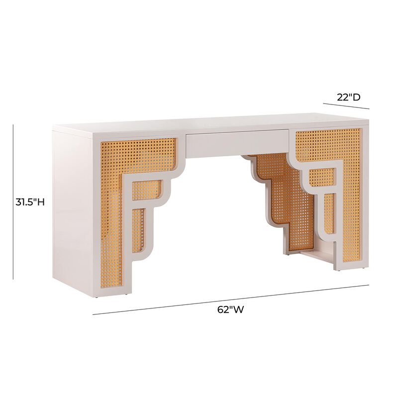Tov Furniture Suzie Rattan Executive Desk (Cream) image number 2