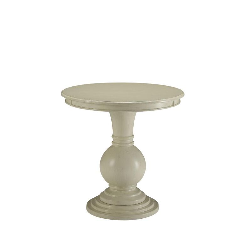 Hivvago 26 Inch  White Solid And Manufactured Wood Round End Table