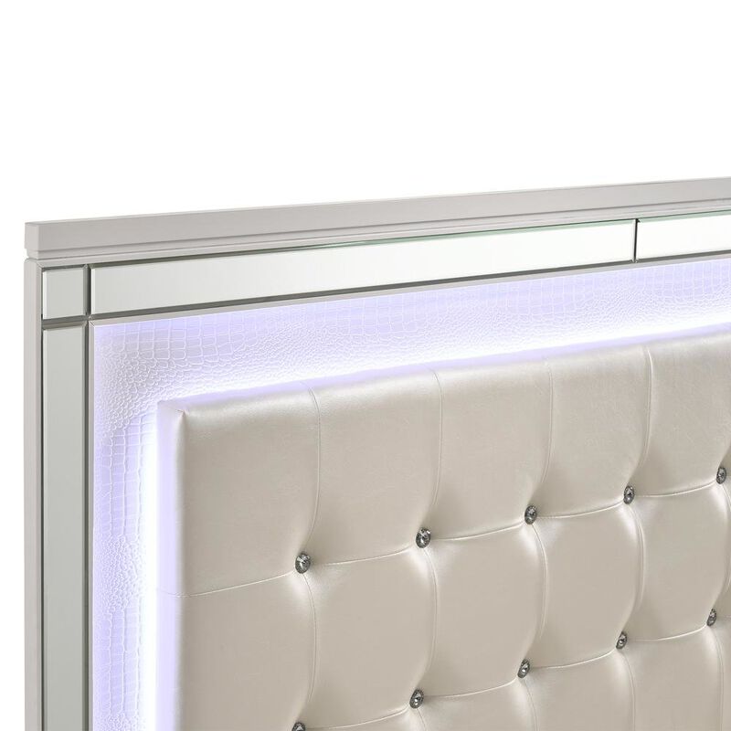 White Queen Bedframe &ndash; Solid Wood LED Bed Frame Queen with Headboard image number 3