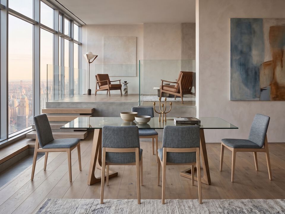 Modern Pecan Wash Dining Table