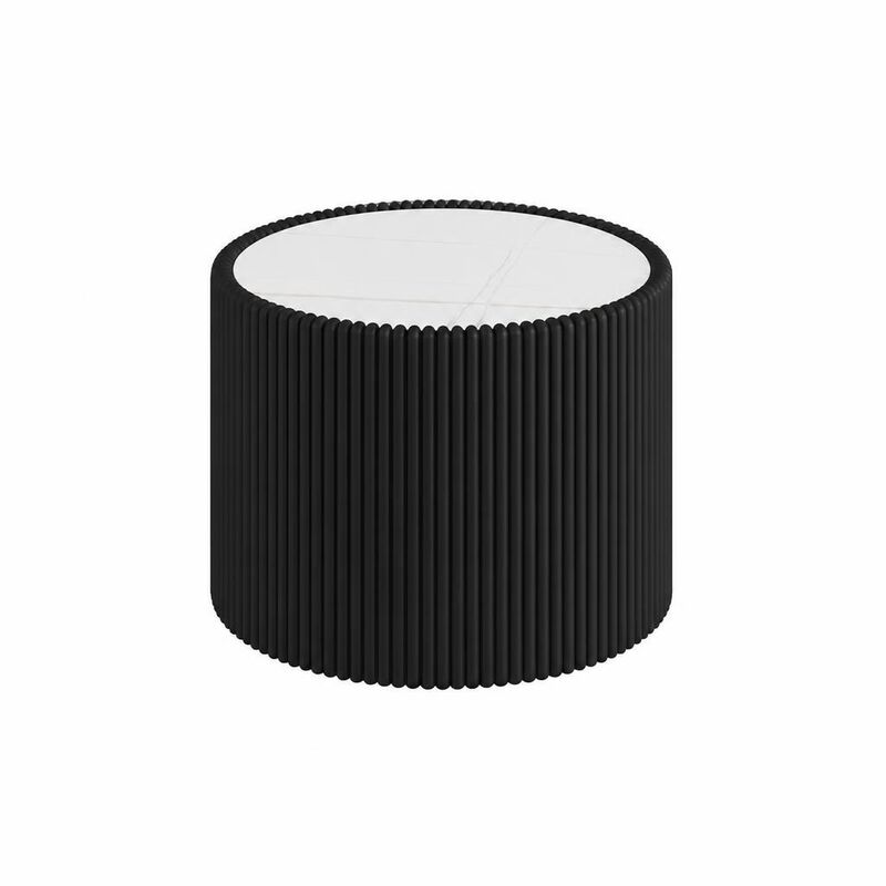 GOODSILO Round Cylinder Sintered Stone Top Modern Coffee Table with Unique Gold Pattern for Living Room and Multi-space Use image number 0
