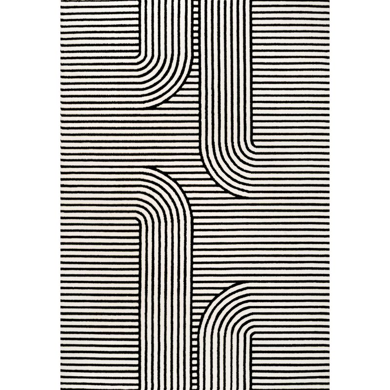 Anders MidCentury Modern Arch Stripe Two-Tone High-Low Indoor Area Rug