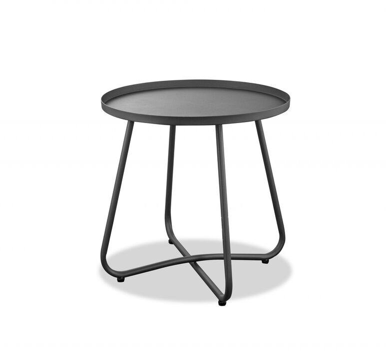 Modern Rounded Aluminum Side Table for Outdoor Seating or Lounge Area