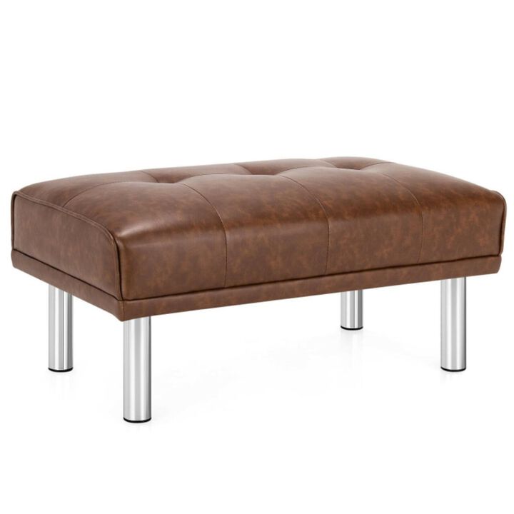 Hivvago Rectangle Tufted Ottoman with Stainless Steel Legs for Living Room