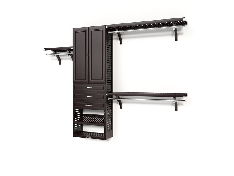 Solid Wood Reach-In Closet Organizer with 3 Drawers and Solid Wood Doors