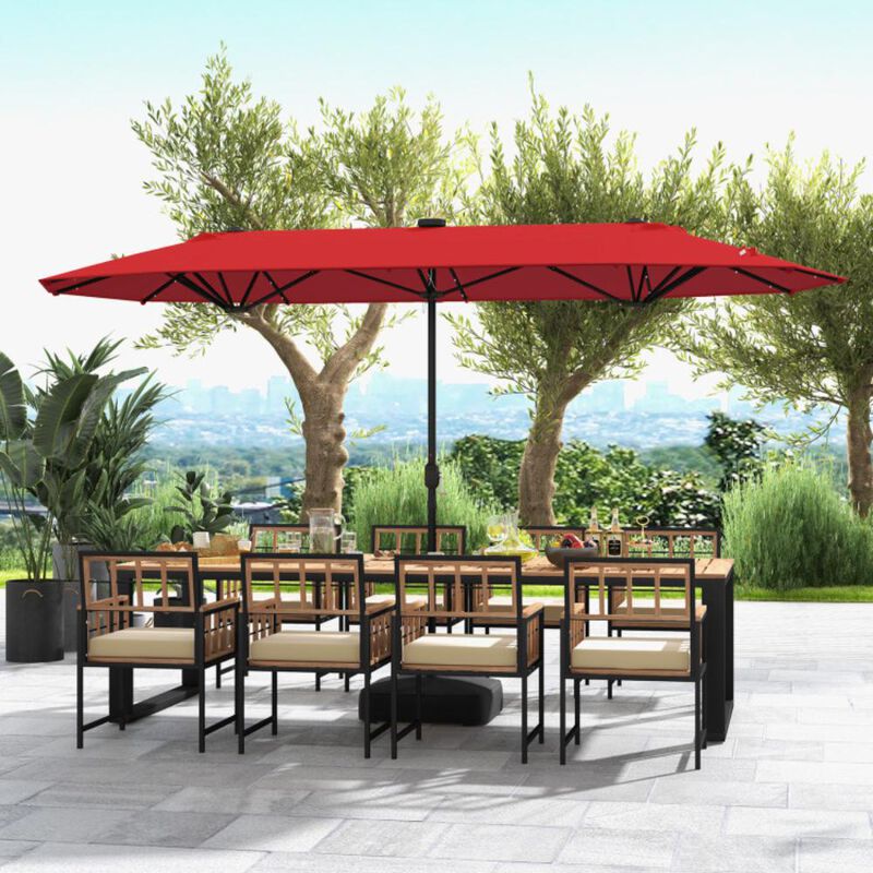 Hivvago Double-sided Patio Umbrella with Solar Lights for Garden Pool Backyard