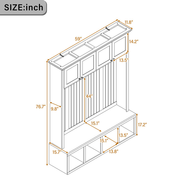 Merax 4-in-1 Entryway Storage Unit with Comfortable Bench Seating, Closed Cabinets image number 3
