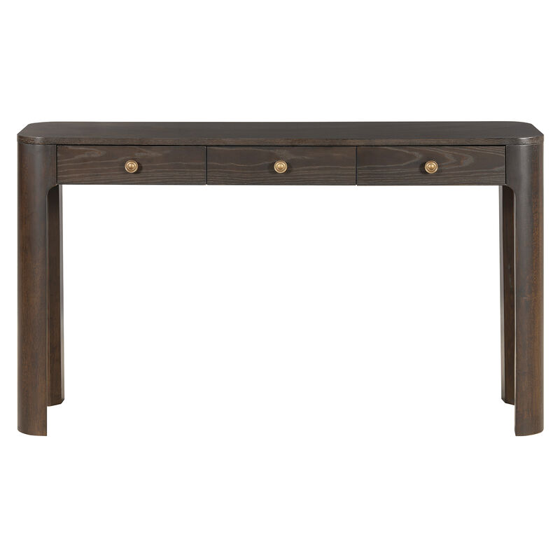 Whisen 52" Rustic Console Table with 3 Drawers, Solid Wood MDF, Sturdy Sofa Table for Entryway Living Room Hallway image number 0
