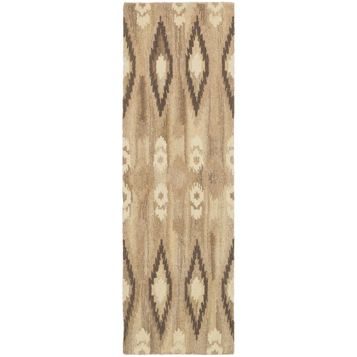 HomeRoots Wool Abstract Hand Tufted Runner Rug