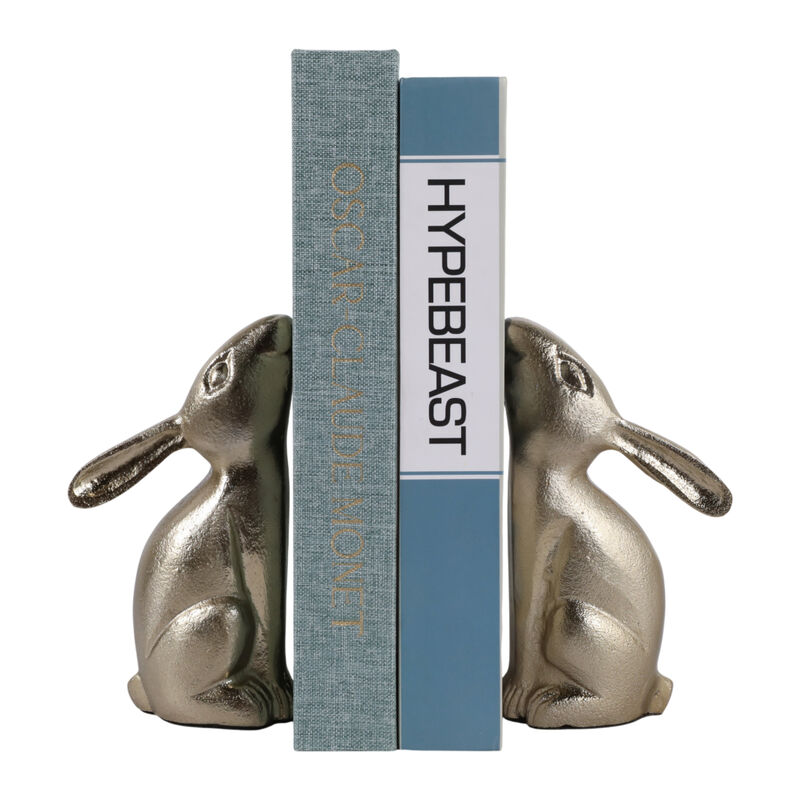 S/2 7" Bunny Bookends, Gold image number 2