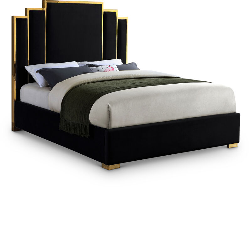 Meridian Furniture Hugo Black Velvet King Bed