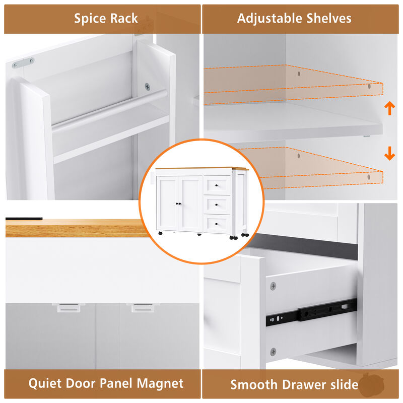 Merax Kitchen Island with Extendable Dining Table