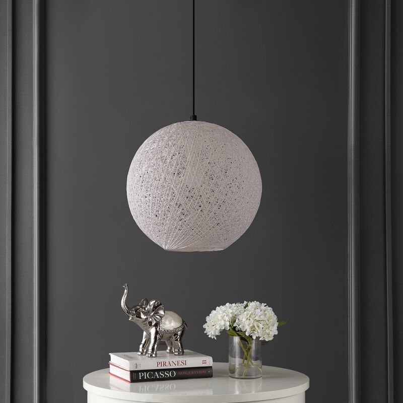 Lacey 1-Light Bohemian Minimalist Iron/Rope Woven Globe LED Pendant