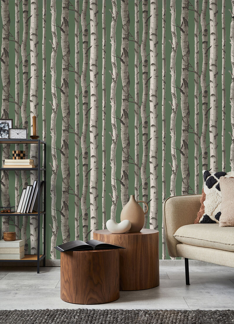 Chester Dark Green Birch Trees Wallpaper image number 4