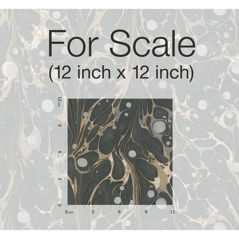 Marbled Endpaper Black & Gold Wallpaper (Double Roll) image number 5