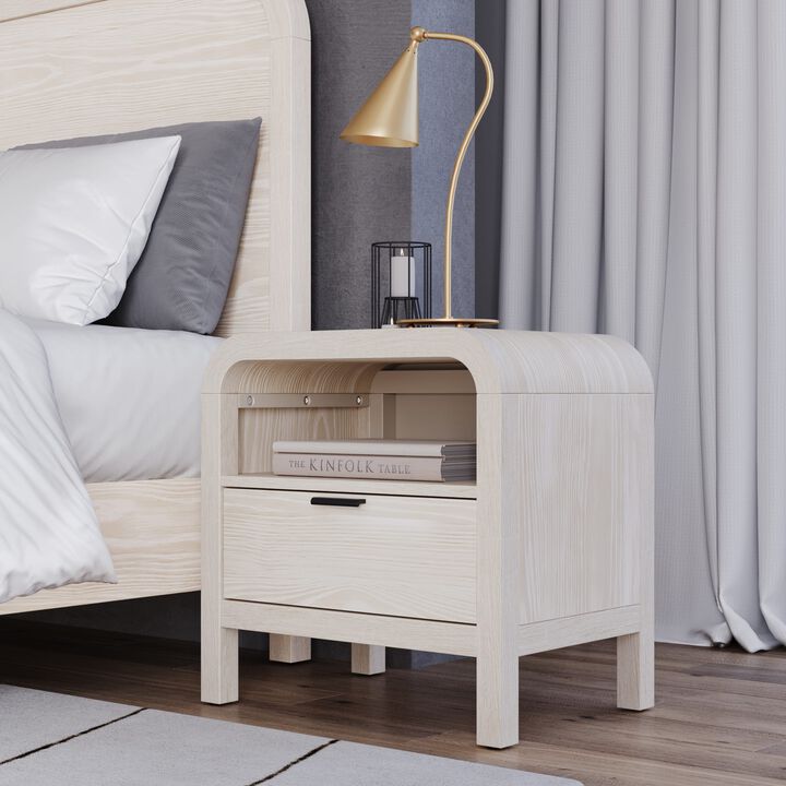 Drake One Drawer One Shelf USB-Charging Nightstand in Sugar