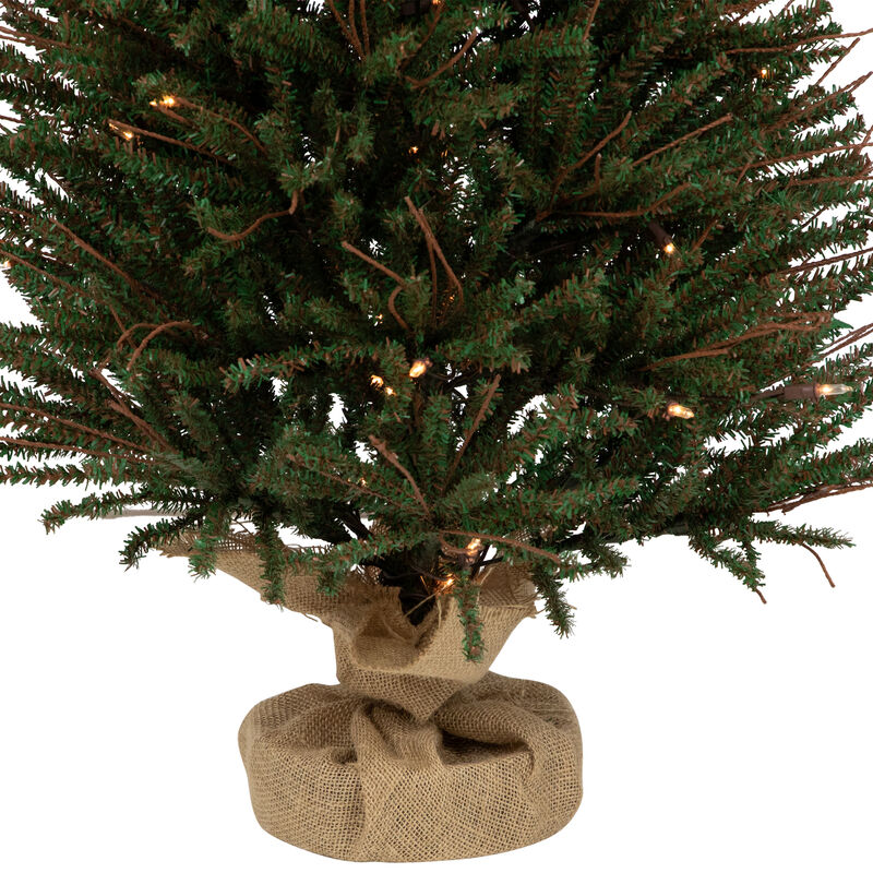 4' Medium Warsaw Twig Artificial Christmas Tree in Burlap Base - Clear Lights image number 2