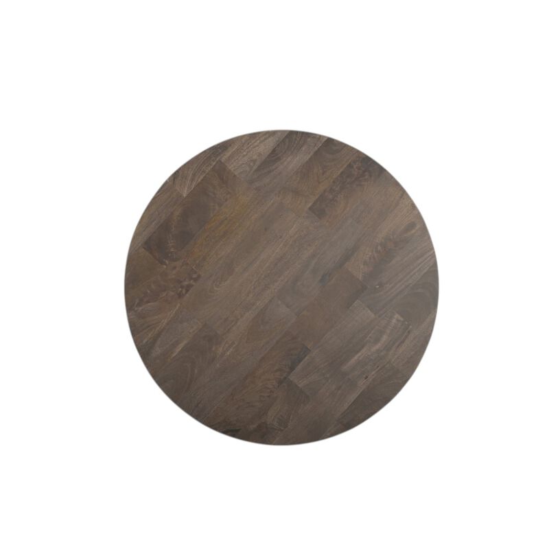 HomeRoots 24" Brown Solid Wood Round Cross Leg End Table image number 2