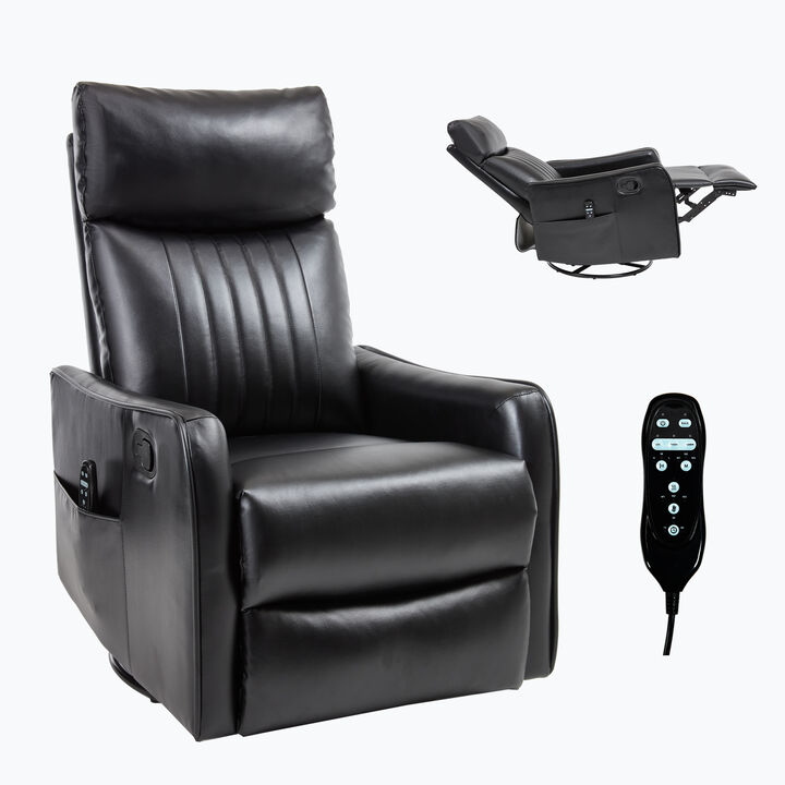 Heat Massage Manual Recliner Chair with Rocker and Swivel in Fabric for Living Room