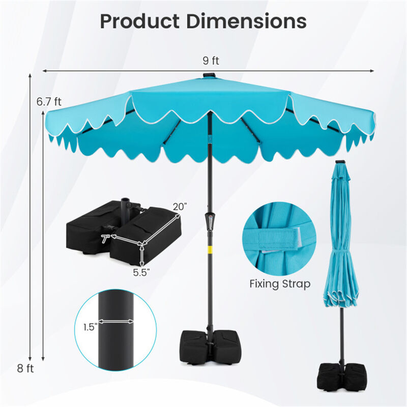 20 ft patio umbrella 20-Inch Round Base Resin Stone Composite, Fits 1.5 & 1.9 Poles, Holds Up To 93 Lbs With Sand/Water The unique shape and offset design make it perfect for shading a conversation or dining set 7 Ft Promotional Vented Ultimate