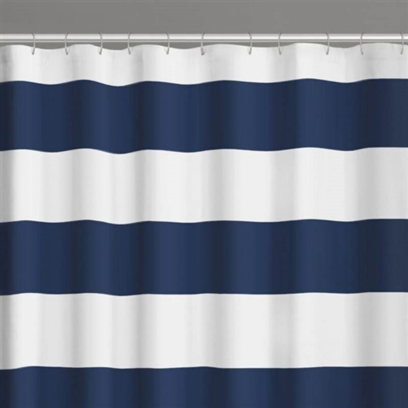 Ocean Striped Shower Curtain Polyester Fabric for Bathroom Refresh