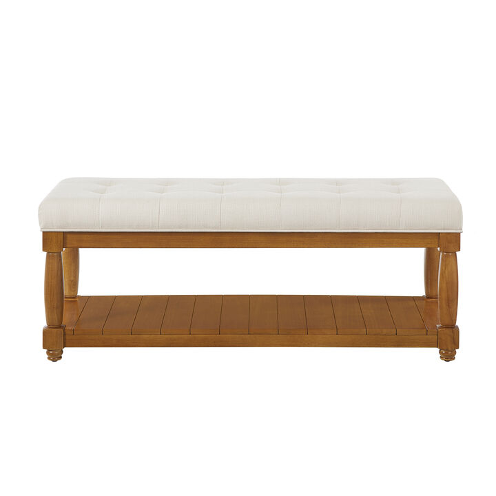 Resort Linen Solid Wood Bench