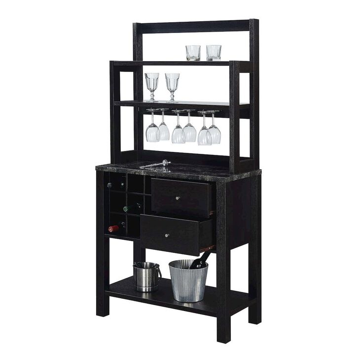 Convenience Concepts Newport 2 Drawer Serving Bar with Wine Rack and Shelves