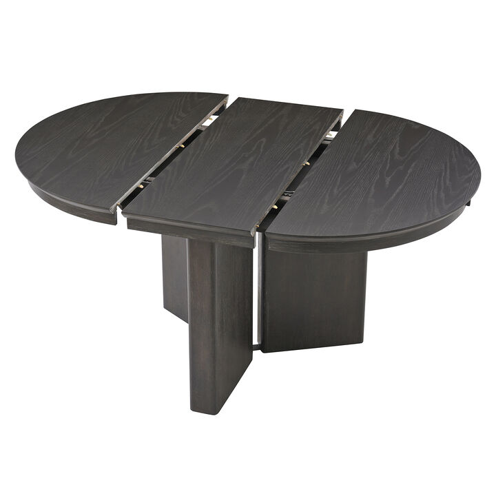 Merax Extendable Oval Dining Table with Pedestal Base & 220lbs Capacity &ndash; Oak Grain Finish