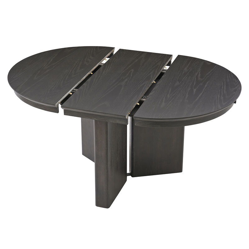Merax Extendable Oval Dining Table with Pedestal Base & 220lbs Capacity &ndash; Oak Grain Finish image number 0