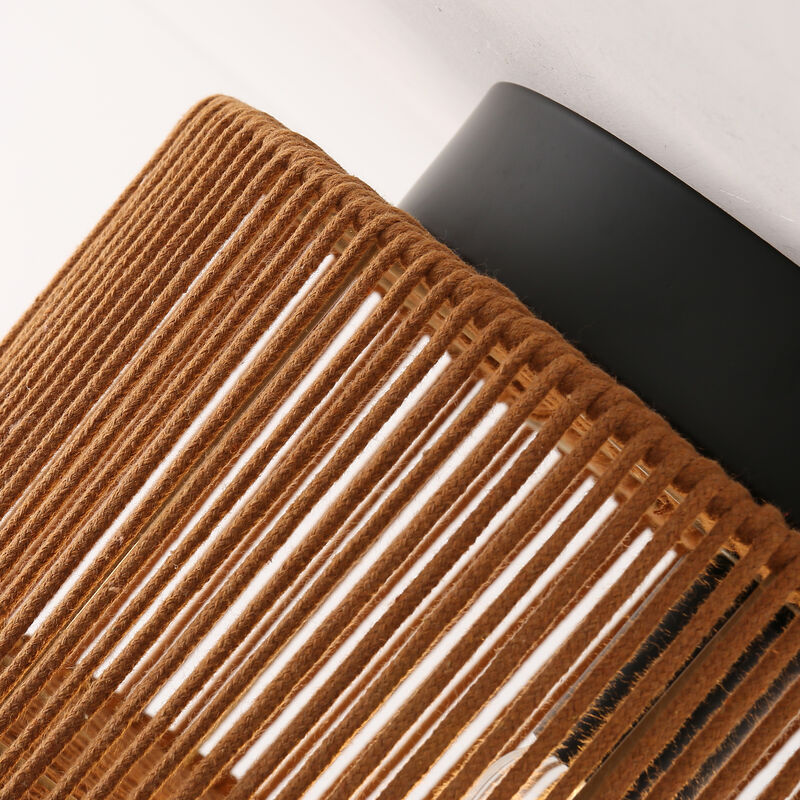 13.8" 1-Light Farmhouse Brown Caged Low Profile Ceiling Light with Cotton Thread Shade for Bedroom,  Dining Room or Entryway image number 8